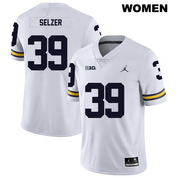 Women's NCAA Michigan Wolverines Alan Selzer #39 White Jordan Brand Authentic Stitched Legend Football College Jersey JN25S58LW